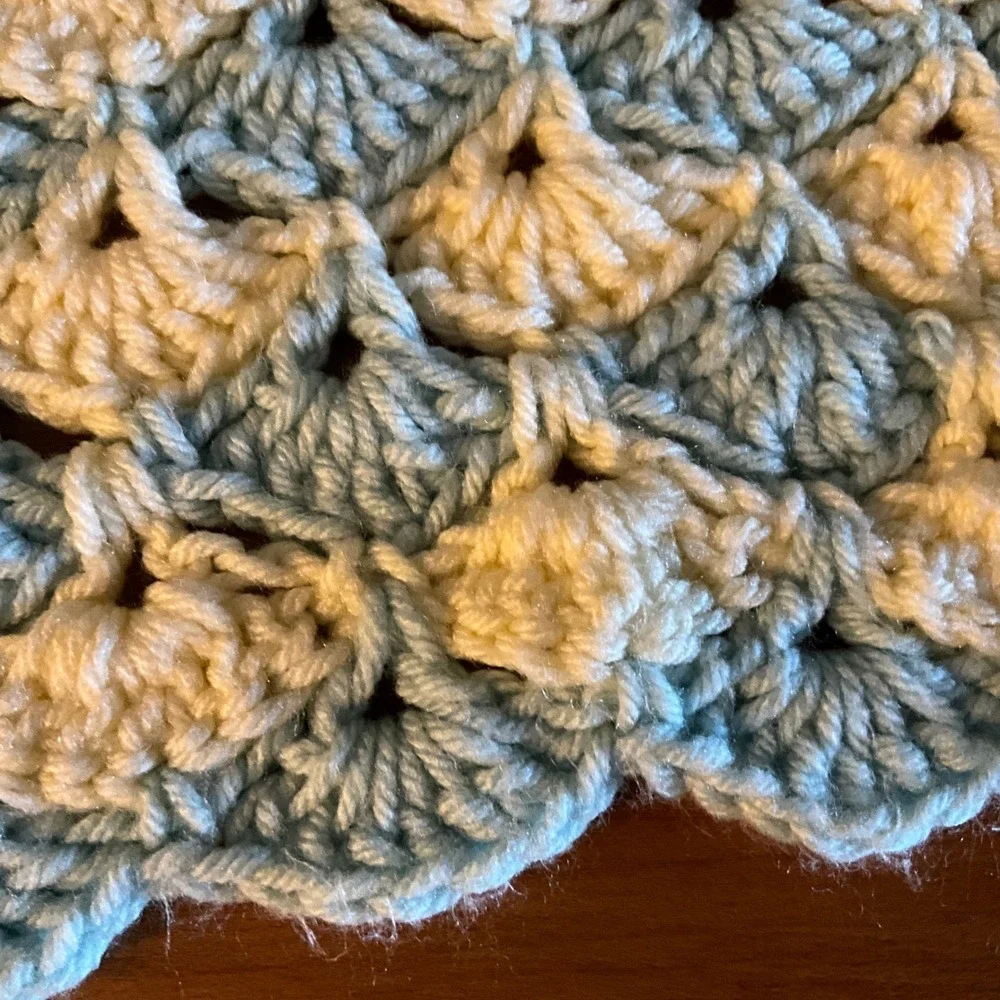 Handmade Crochet Baby Blanket Green Yellow Lap‎ Baby Blanket Afghan Throw Granny